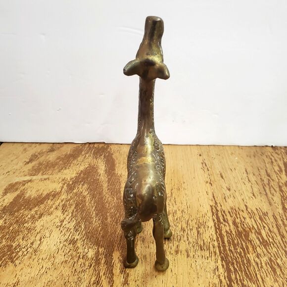 Vintage Gatco Solid Brass Heavy Pair Giraffe Mother and Baby Figurines Patina - Picture 9 of 13